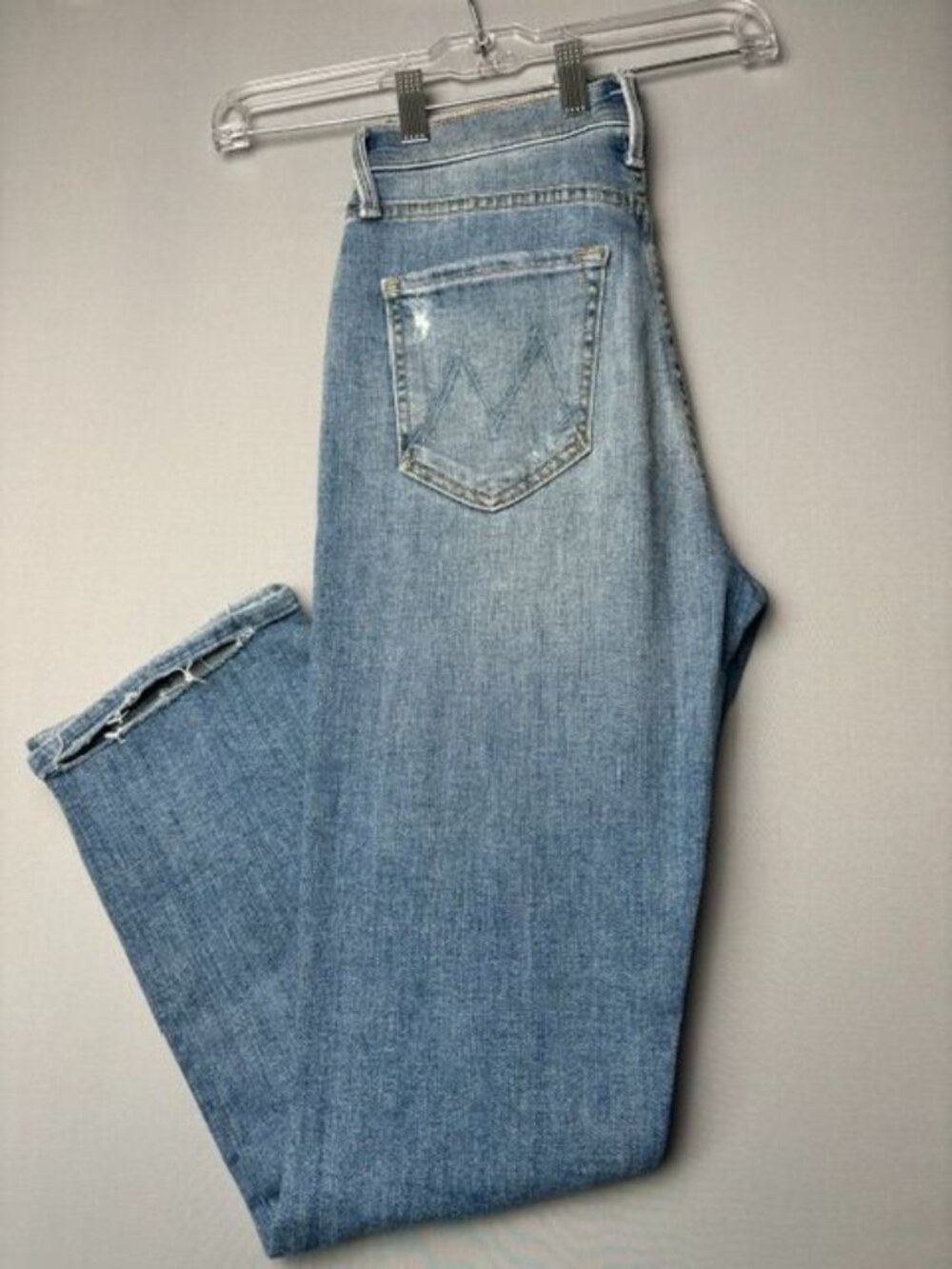 Mother High Waisted Rider Ankle Jeans Women's 25 Kiss and Make Up Raw Hem